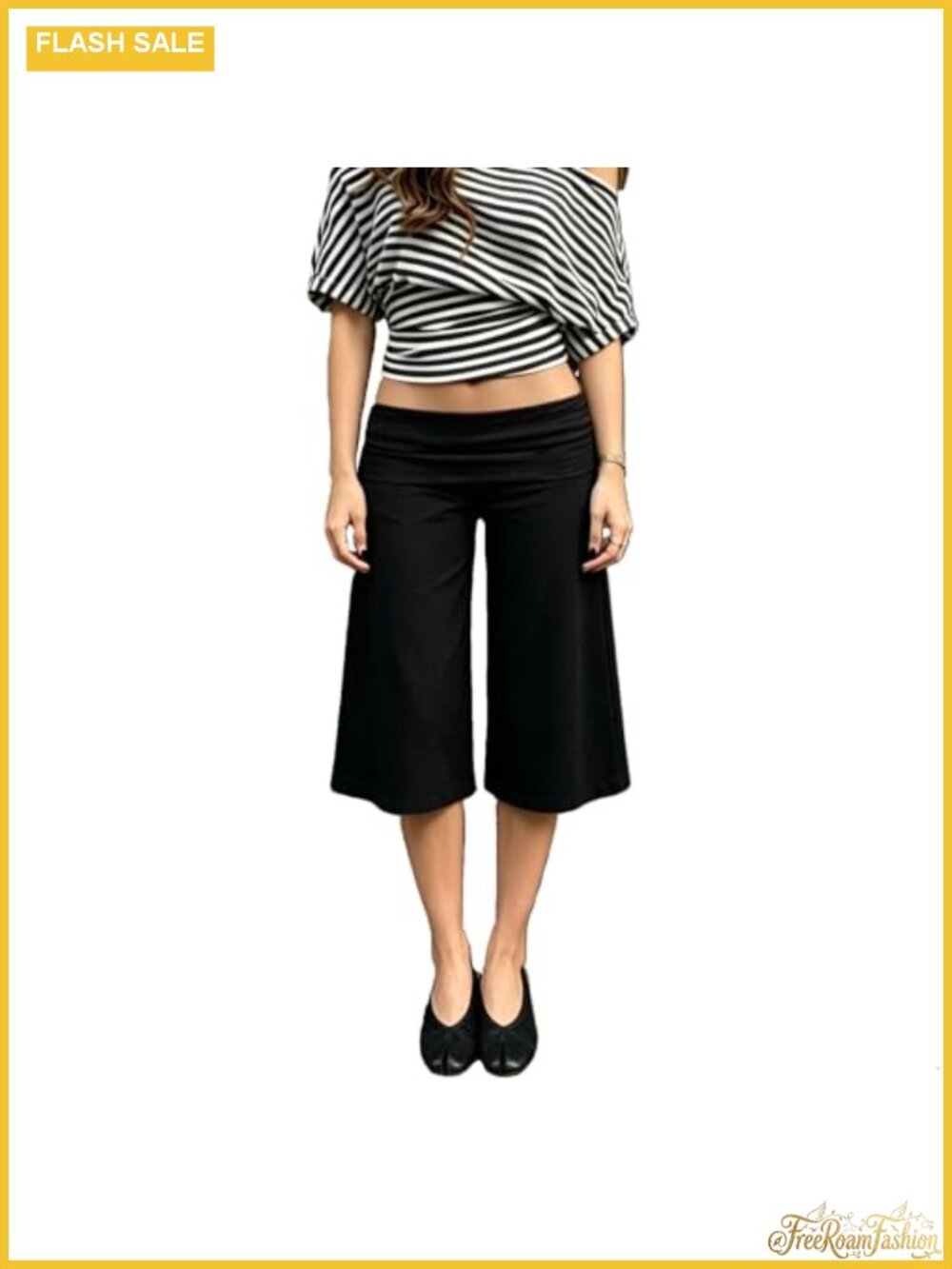 Wide Leg Fold Over Gaucho Pants Yoga Capri Lounge